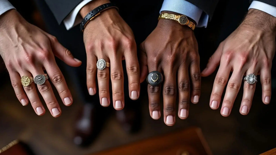 Découvrez la signification des bagues aux doigts chez les hommes. Guide complet pour comprendre la symbolique de chaque doigt et le sens des différentes bagues masculines.