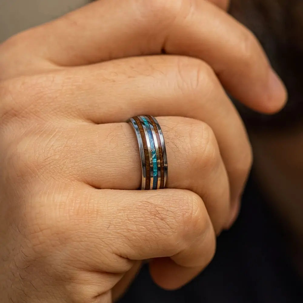 Bague en Bois Homme Sylvara Argent Charme Bois