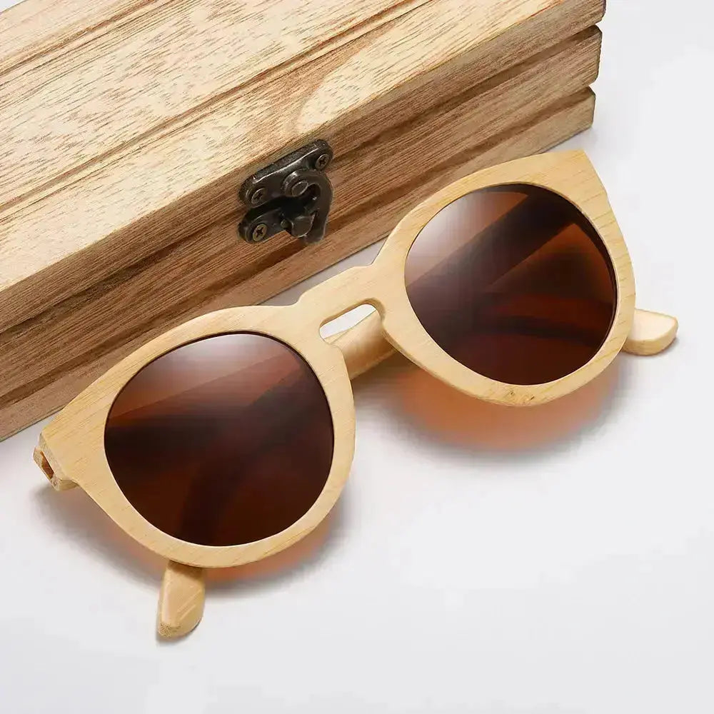 GM Design Women Bamboo Sunglasses With Polarized Mirror Lenses Of Bamboo Wood Sunglasses With Wooden Box Charme Bois