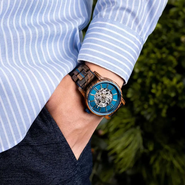 Duo de Montre Automatique pour Couple - Rouge et Noir Charme Bois