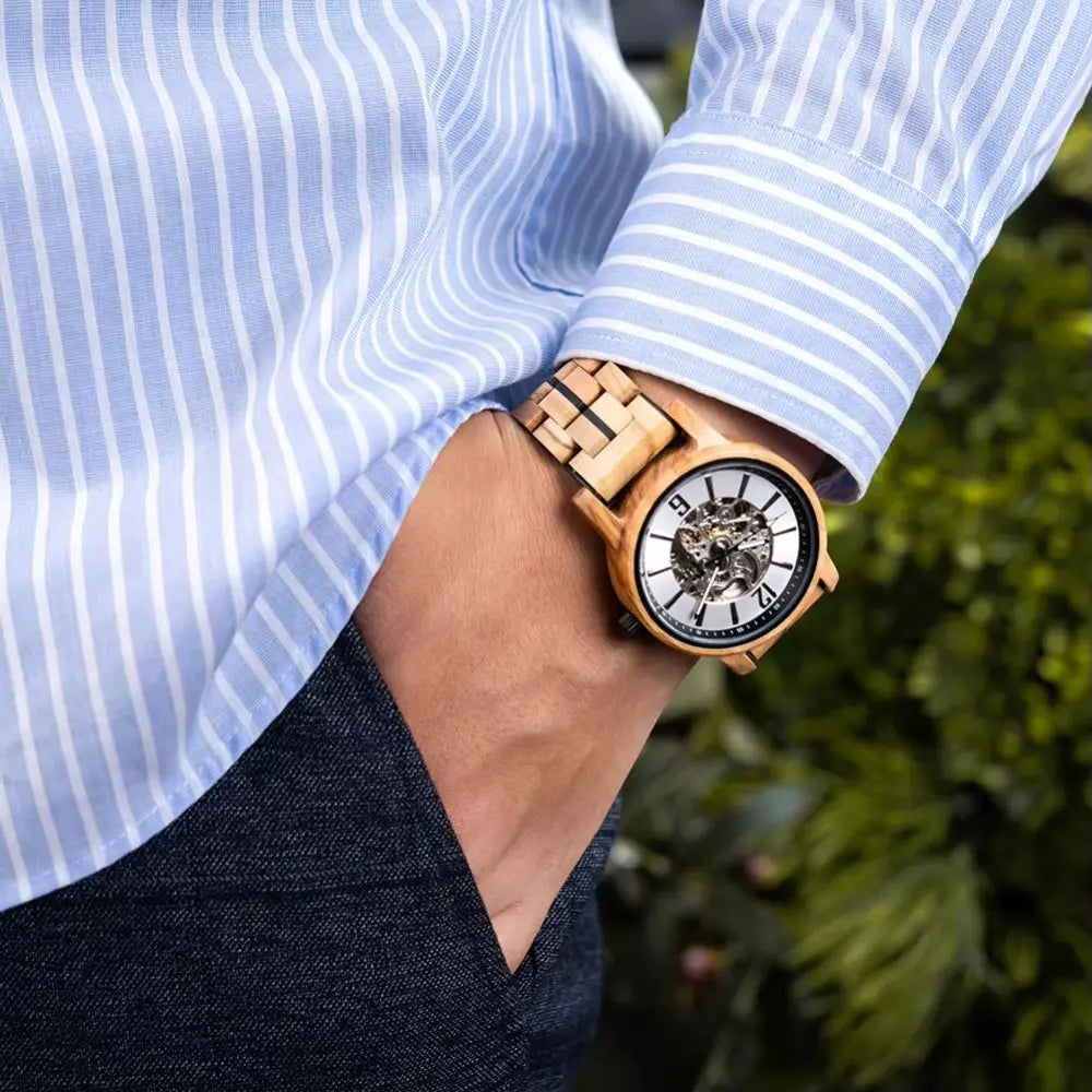 Duo de Montre Automatique pour Couple - Rouge et Noir Charme Bois