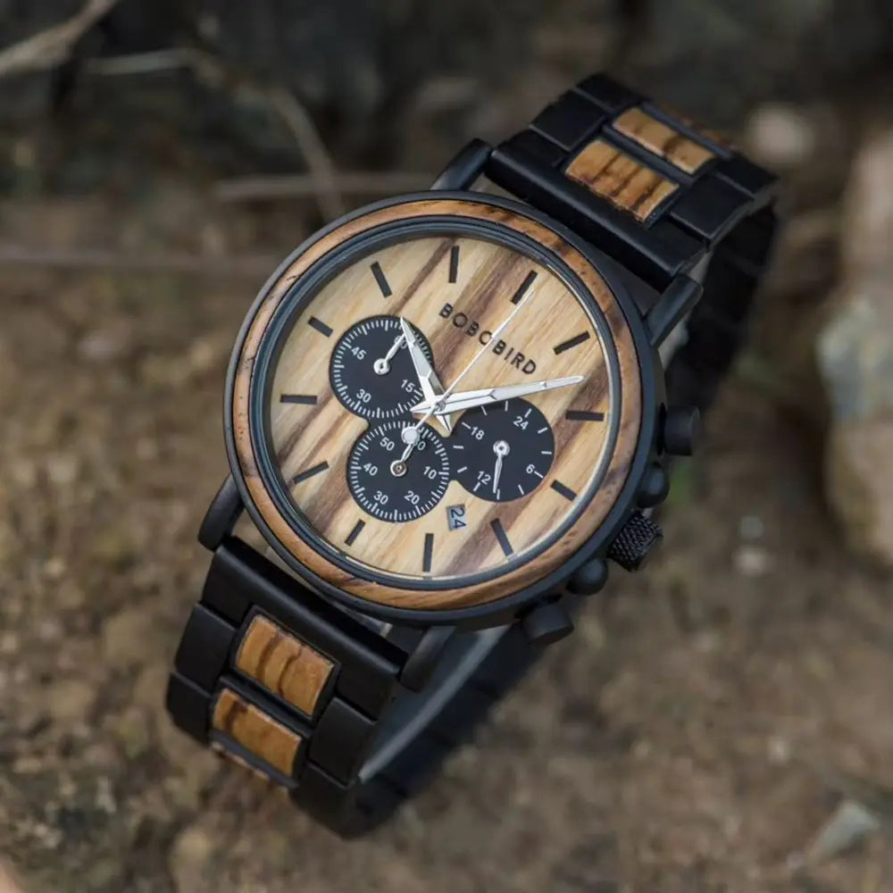 Montre en bois chronographe - Étoile Charme-bois