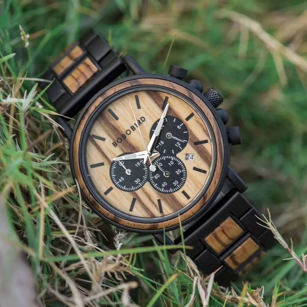 Montre en bois chronographe - Étoile Charme-bois