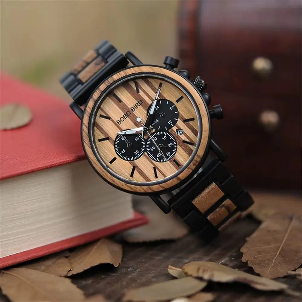 Montre en bois chronographe - Étoile Charme-bois