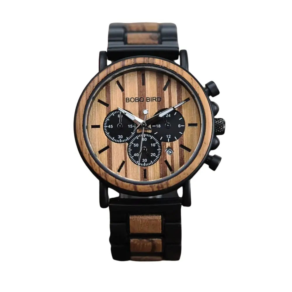 Montre en bois chronographe - Étoile Charme-bois