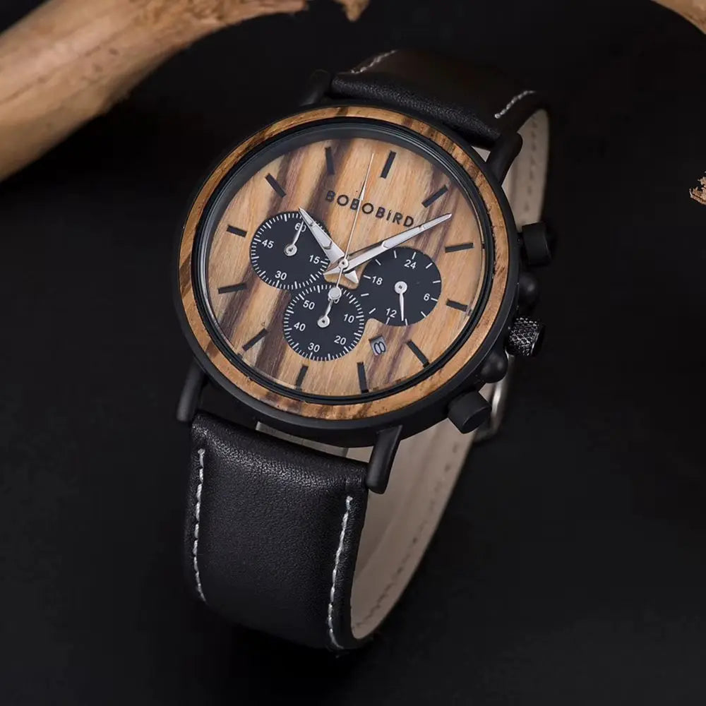 Montre en Bois Chronographe - Savane Charme-bois