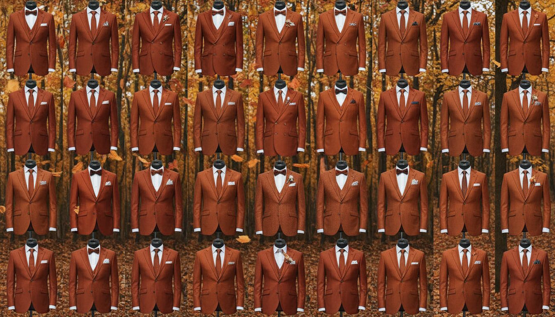 Découvrez 25 costumes de mariage orange rouille parfaits pour un style automnal élégant et chaleureux, idéal pour célébrer votre jour spécial avec originalité.