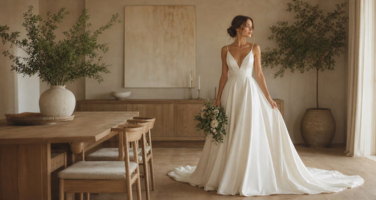 Mariée en robe élégante et abordable, style épuré et lumineux
