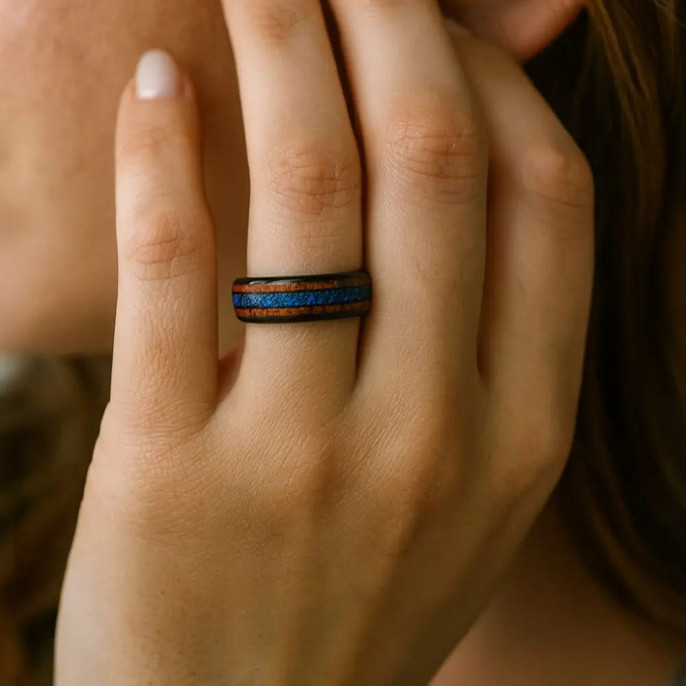 Bague en Bois Sylvara Bleu Charme Bois