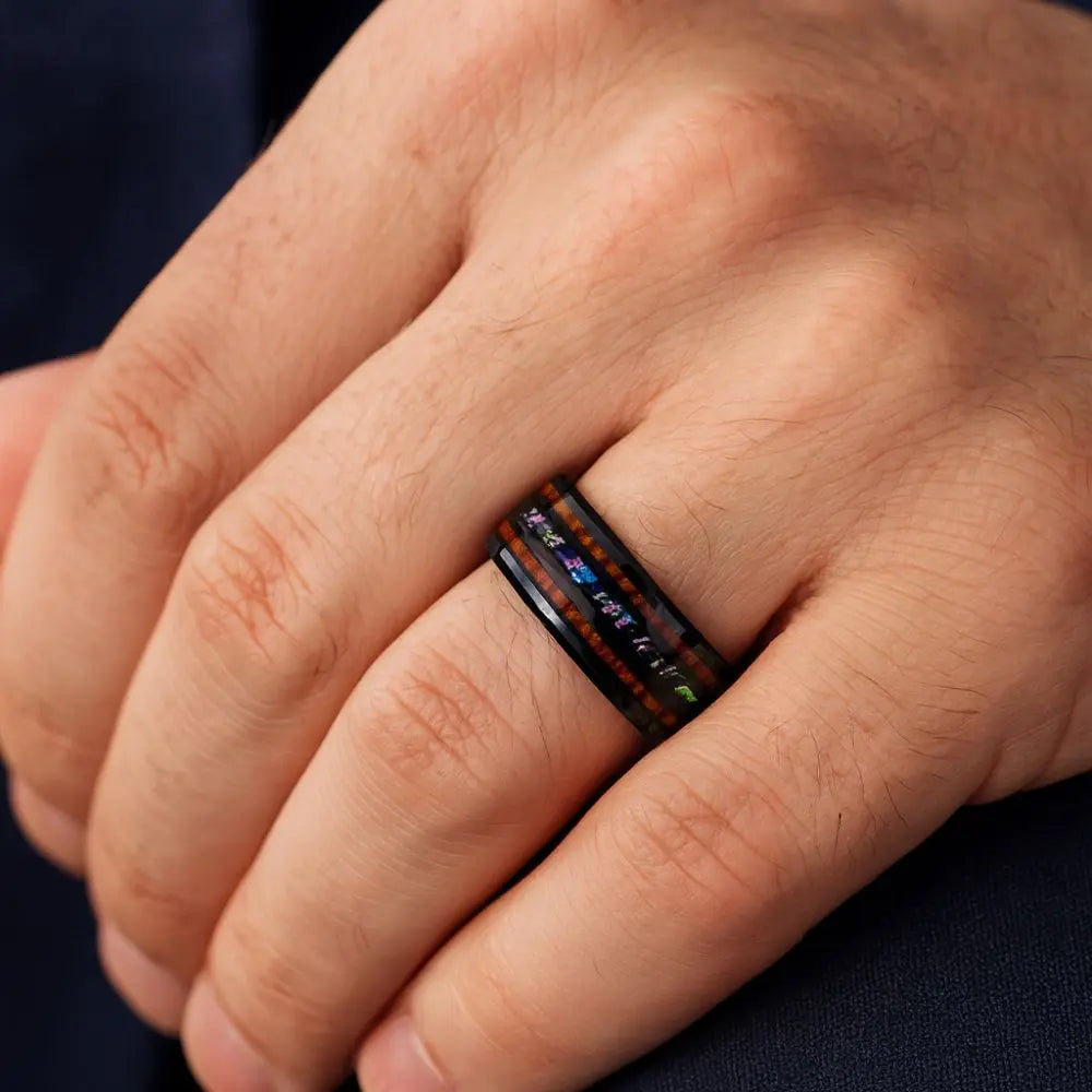 Bague en Bois Homme Sylvara Crystal Charme Bois