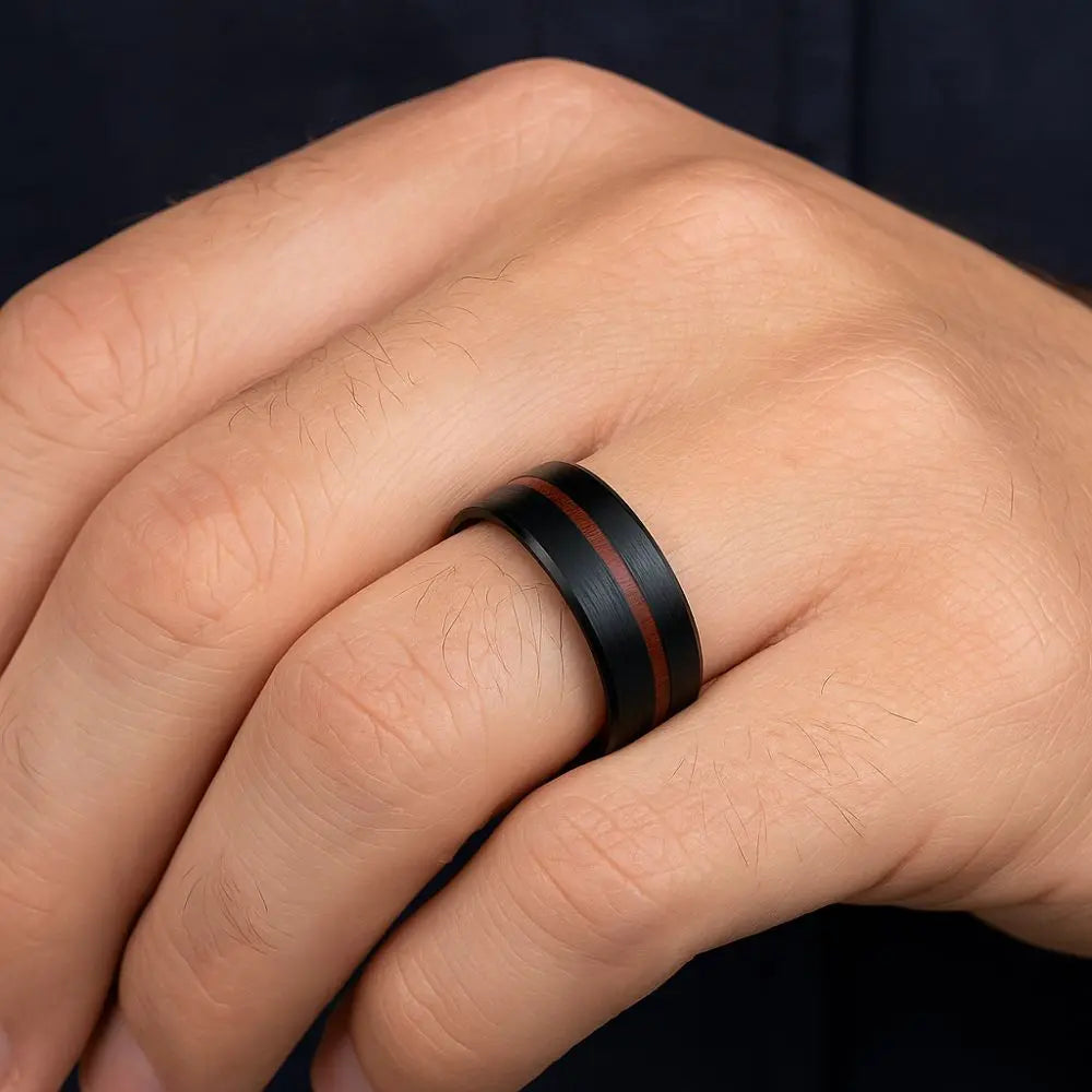 Bague en Bois Homme Sylvara Noire Charme Bois