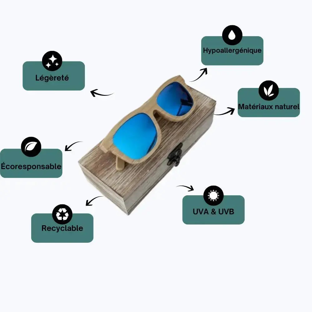 Bénéfice des lunettes de soleil en bois clair
