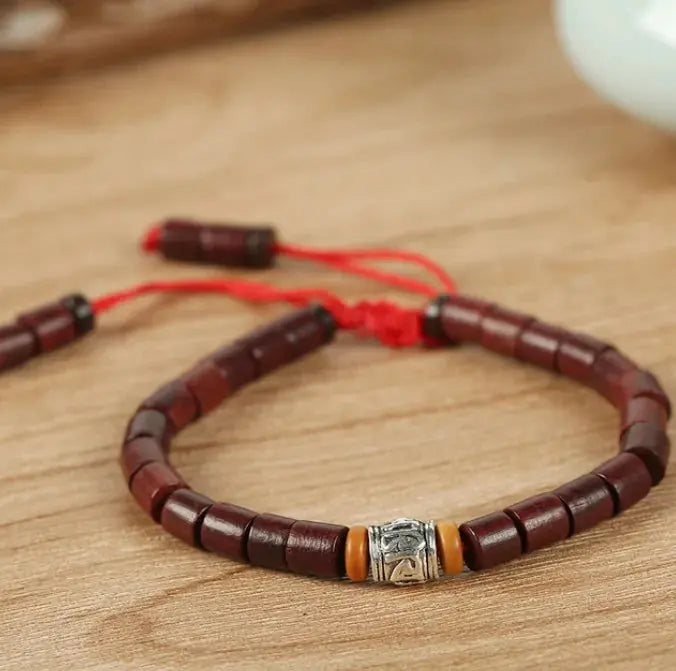 Bracelet Tibétain Bois de Santal Rouge - Charme-bois