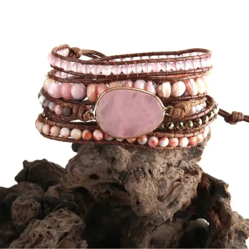 Bracelet Bohème Pierres naturelles Charme Bois