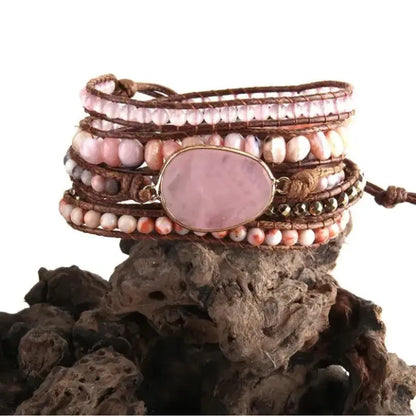 Bracelet Bohème Pierres naturelles Charme Bois