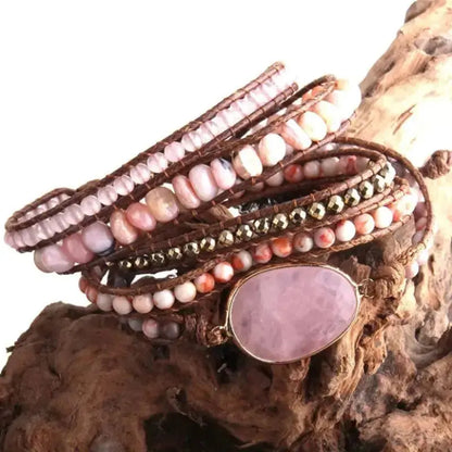 Bracelet Bohème Pierres naturelles Charme Bois