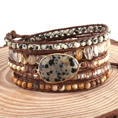 Bracelet Bohème Pierres naturelles Charme Bois