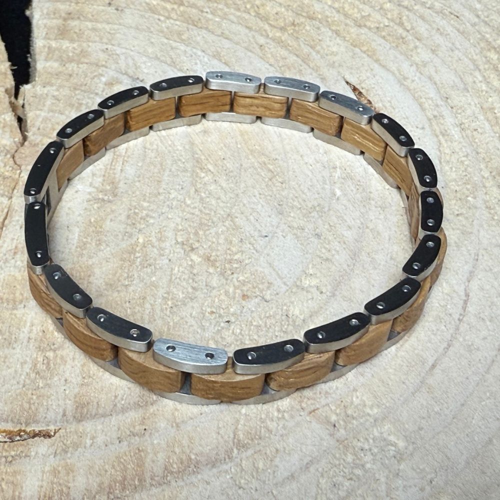 Bracelet en bois maillon argent