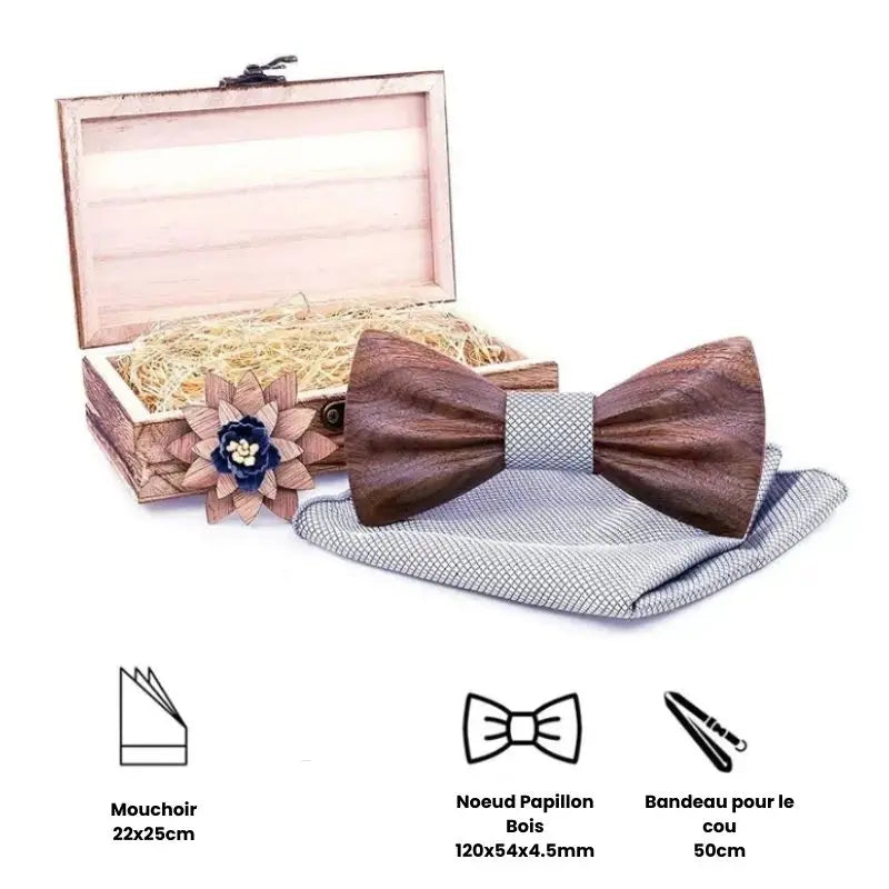 Coffret Noeud Papillon Bois - Naturel Boutique Charme Bois