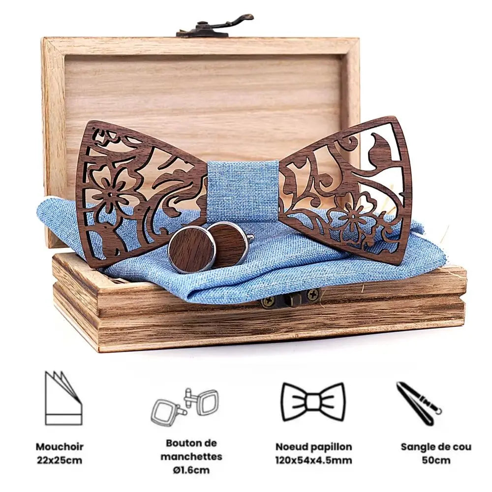 Coffret Noeud Papillon Bois - Harmonie Naturelle Charme Bois