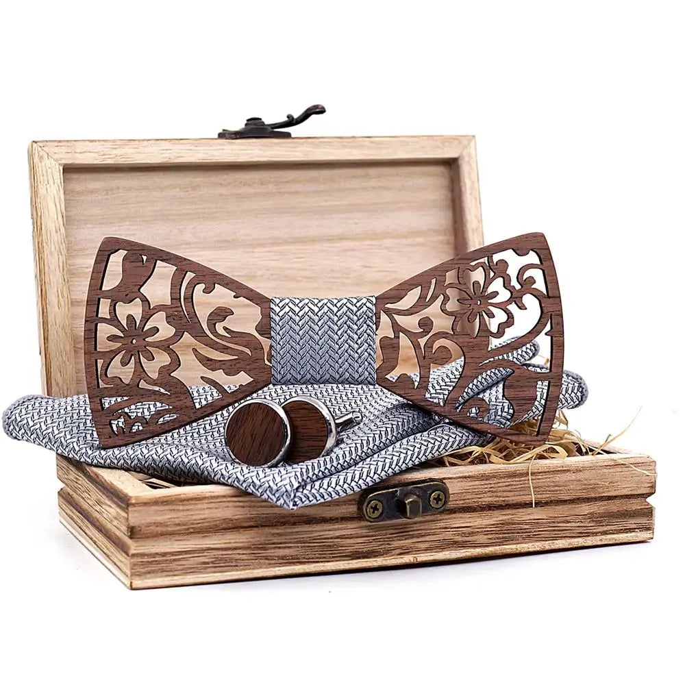 Coffret Noeud Papillon Bois - Harmonie Naturelle Charme Bois