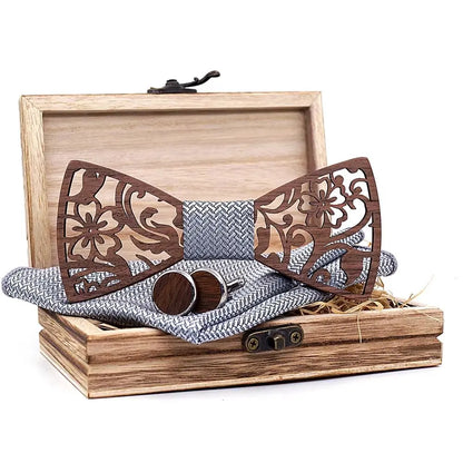 Coffret Noeud Papillon Bois - Harmonie Naturelle Charme Bois