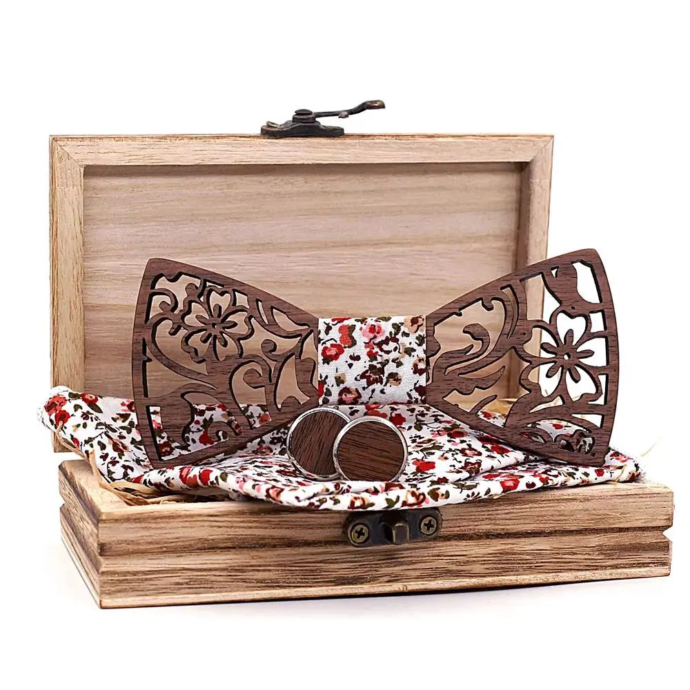 Coffret Noeud Papillon Bois - Harmonie Naturelle Charme Bois