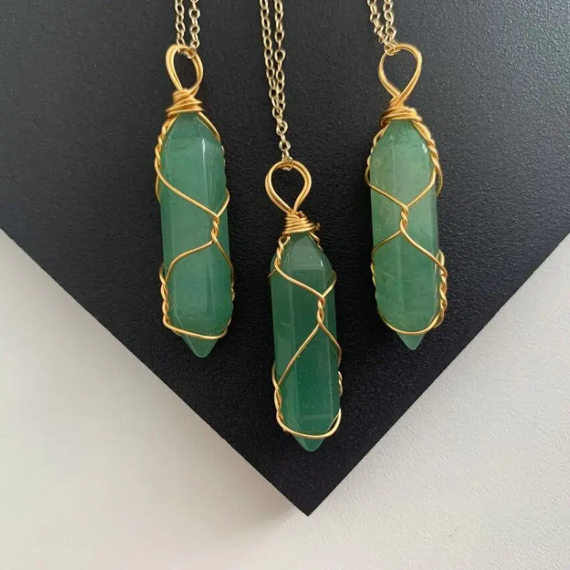 Trois collier pierre aventurine