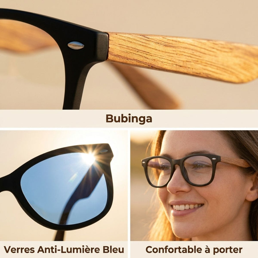 Lunette Anti-Lumière Bleue en Bois - Nomade Charme Bois