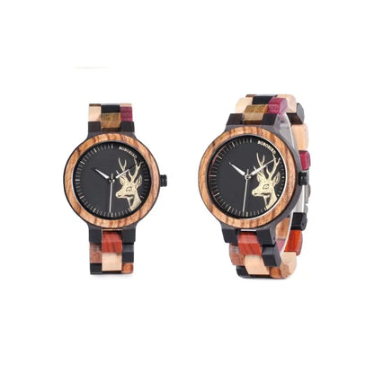 Duo de Montres pour Couple - Aurore Boréale Charme Bois