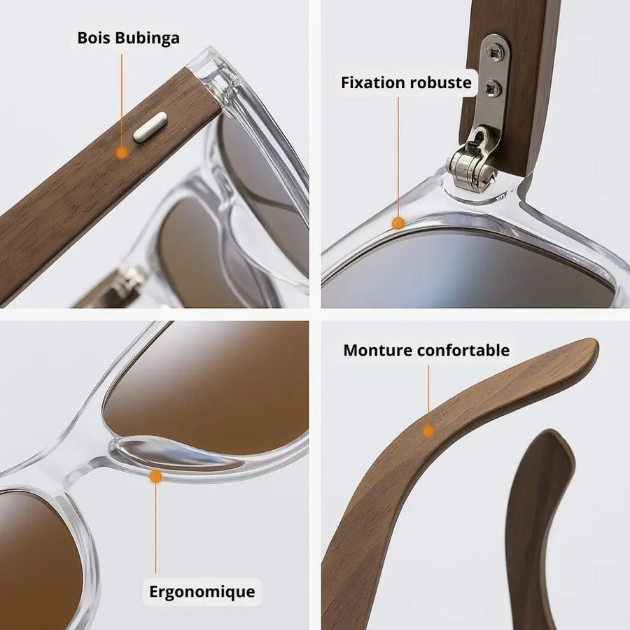 Lunette de Soleil en Bois UV400 - Trek Charme-bois
