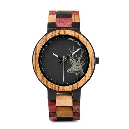 Montre en bois vue de face