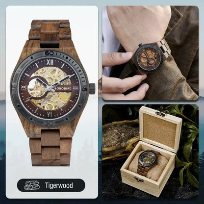 Montre en Bois Automatique - Ciel Crépusculaire Charme Bois