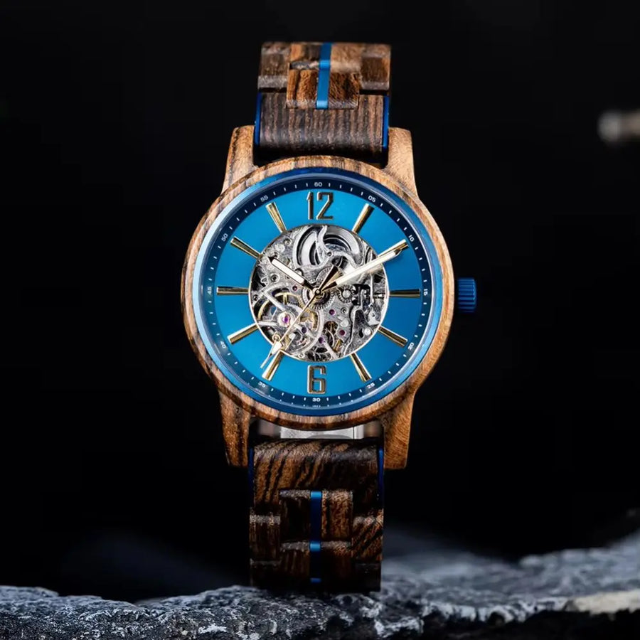 Duo de Montre Automatique pour Couple - Rouge et Noir Charme Bois