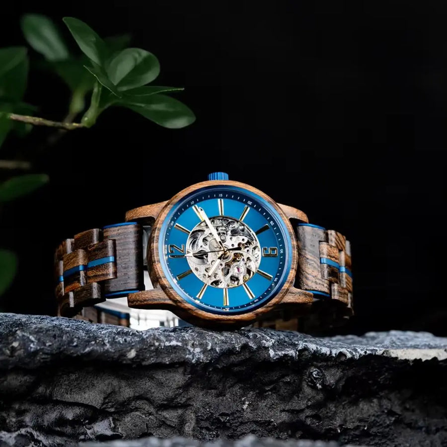 Duo de Montre Automatique pour Couple - Rouge et Noir Charme Bois