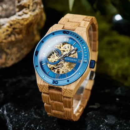 Montre en Bois Automatique - Équilibre Forestier Charme Bois