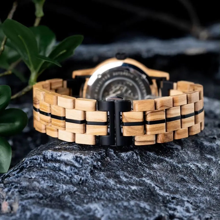 Duo de Montre Automatique pour Couple - Rouge et Noir Charme Bois