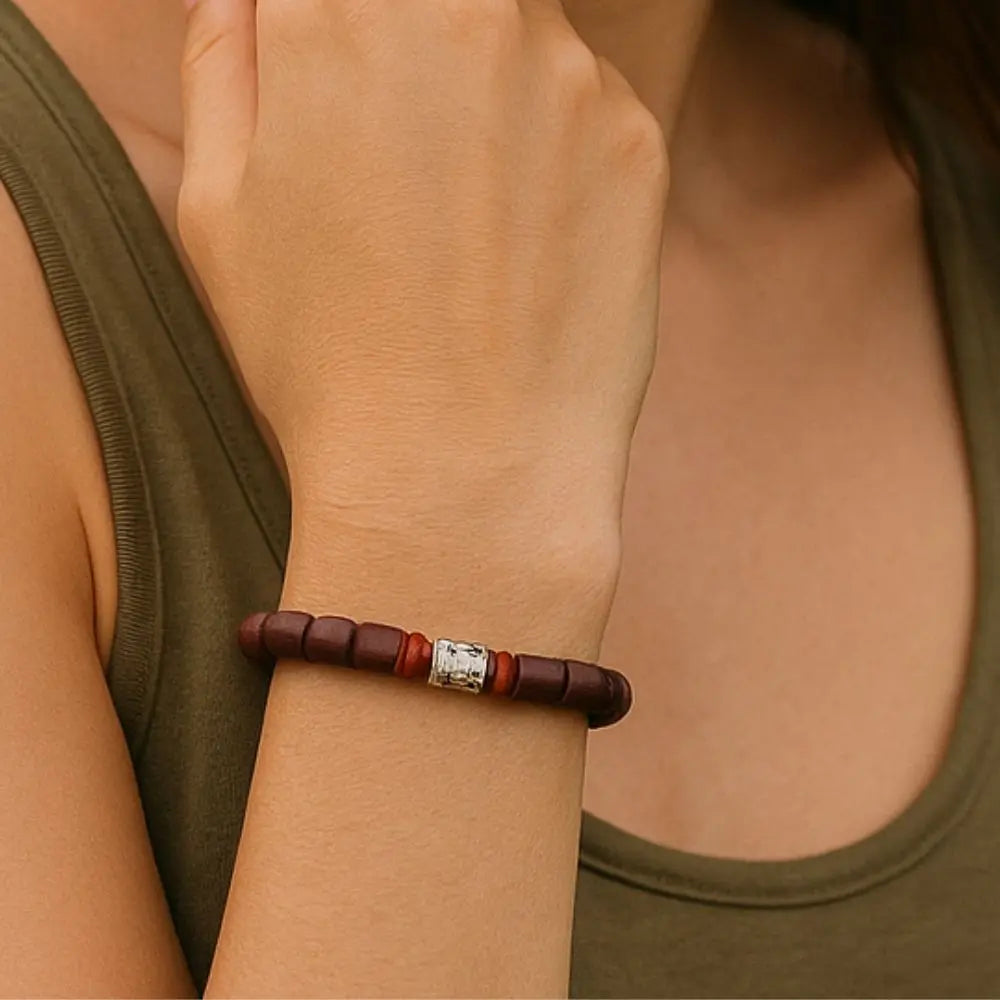 Bracelet Tibétain Bois de Santal Rouge Charme-bois